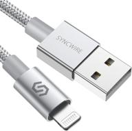 🔌 syncwire улучшенный apple c89 mfi сертифицированный зарядный кабель для iphone lightning 6ft - нейлоновая оплетка, высокоскоростная зарядка и синхронизация для iphone 12 mini 11 pro xs max xr x 8 7 6 6s plus se 5s 5c 5, ipad, ipod логотип