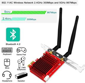 img 3 attached to 🔌 Enhanced Wireless AC 1200Mbps PCIE Wi-Fi Bluetooth Adapter - 2.4GHz 300Mbps or 5GHz 867Mbps - Windows Server, 7/8/8.1/10 (32/64bit) PCs - PCIE WiFi Bluetooth Card (FS-AC85BT)