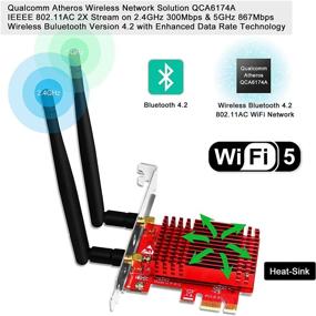 img 2 attached to 🔌 Enhanced Wireless AC 1200Mbps PCIE Wi-Fi Bluetooth Adapter - 2.4GHz 300Mbps or 5GHz 867Mbps - Windows Server, 7/8/8.1/10 (32/64bit) PCs - PCIE WiFi Bluetooth Card (FS-AC85BT)