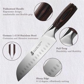 img 3 attached to 🔪 TUO Santoku Knife 7 inch - Premium Asian Chef Knife with German HC Stainless Steel Blade and Ergonomic Pakkawood Handle - Ideal for Vegetables and Meat - Osprey Series - Perfect Gift in a Stylish Gift Box