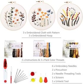 img 2 attached to 🧵 YINVA Embroidery Starter Kit - 3 Sets of Beginner Kits with Floral Patterns, Hoops, Thread, and Needles