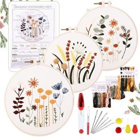 img 4 attached to 🧵 YINVA Embroidery Starter Kit - 3 Sets of Beginner Kits with Floral Patterns, Hoops, Thread, and Needles
