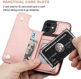 img 1 attached to 📱 ONETOP iPhone 12 Mini Wallet Case with Card Holder - Rose Gold, PU Leather Kickstand Cover with Card Slots, Double Magnetic Clasp, Shockproof & Durable, 5.4 Inch