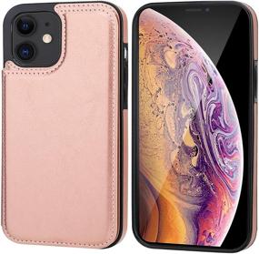 img 2 attached to 📱 ONETOP iPhone 12 Mini Wallet Case with Card Holder - Rose Gold, PU Leather Kickstand Cover with Card Slots, Double Magnetic Clasp, Shockproof & Durable, 5.4 Inch