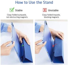 img 2 attached to 📱 ESR Yippee Trifold Smart Case for iPad Pro 11 (2020 & 2018), Lightweight Stand Case with Clasp, Auto Sleep/Wake, Supports Pencil 2 Wireless Charging, Hard Back Cover - Navy Blue