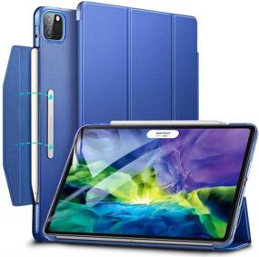 img 4 attached to 📱 ESR Yippee Trifold Smart Case for iPad Pro 11 (2020 & 2018), Lightweight Stand Case with Clasp, Auto Sleep/Wake, Supports Pencil 2 Wireless Charging, Hard Back Cover - Navy Blue