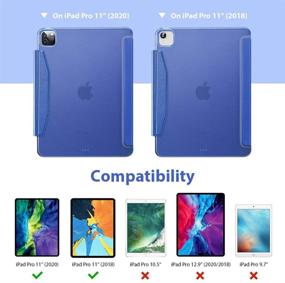 img 3 attached to 📱 ESR Yippee Trifold Smart Case for iPad Pro 11 (2020 & 2018), Lightweight Stand Case with Clasp, Auto Sleep/Wake, Supports Pencil 2 Wireless Charging, Hard Back Cover - Navy Blue