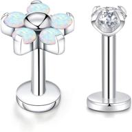 💎 peaklink 16g crystal labret: premium titanium internally threaded earring for helix, tragus, and cartilage ear piercings - stylish body jewelry logo