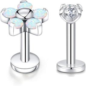 img 3 attached to 💎 PEAKLINK 16g Crystal Labret: Premium Titanium Internally Threaded Earring for Helix, Tragus, and Cartilage Ear Piercings - Stylish Body Jewelry