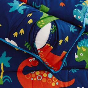 img 1 attached to 🦖 Dinosaur Printed Nap Mat with Removable Pillow for Kids, 100% Cotton with Microfiber Fill - Perfect for Daycare, Preschool, Kindergarten, Boys, Girls, and Sleeping Bag