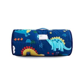 img 3 attached to 🦖 Dinosaur Printed Nap Mat with Removable Pillow for Kids, 100% Cotton with Microfiber Fill - Perfect for Daycare, Preschool, Kindergarten, Boys, Girls, and Sleeping Bag