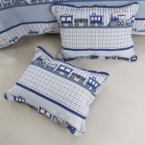 img 1 attached to Vibrant Blue Train Bedding Set for Kids - Queen Size Comforter, Cotton Quilt - 3 Piece Set by Brandream