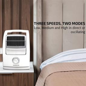 img 3 attached to 🔌 Ovente Portable Electric 15.4 Inches 90° Oscillating 45° Pivoting Head 3 Speeds Floor Fan with Manual Knob, Low-Noise Technology, Easy Clean Filter, Cool Air Breeze for Indoor, Bedroom, Home, Office - White (BF74W)