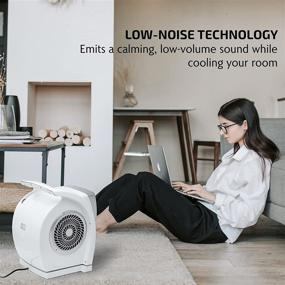 img 2 attached to 🔌 Ovente Portable Electric 15.4 Inches 90° Oscillating 45° Pivoting Head 3 Speeds Floor Fan with Manual Knob, Low-Noise Technology, Easy Clean Filter, Cool Air Breeze for Indoor, Bedroom, Home, Office - White (BF74W)