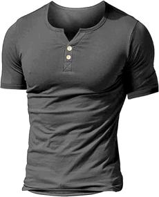 img 3 attached to Romwe Henley Shirt Sleeve Lightweight Men's Clothing and Shirts