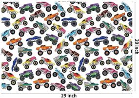 img 2 attached to 🎁 BULKYTREE Kids Birthday Wrapping Paper - 12 Sheets Dinosaur, Monster Truck, Happy Animals Design Gift Wrap for Birthdays, Baby Showers, and Holidays - 20 x 29 Inch Per Sheet, Folded Flat