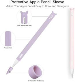 img 2 attached to 🖊️ 2-Pack Apple Pencil 2nd Gen Holder Sleeve Case, Cute Cat Silicone Grip Cover with Charging Cap and Protective Nib Covers for iPad Pro 9.7/10.5/12.9 - Pink and Purple Accessories