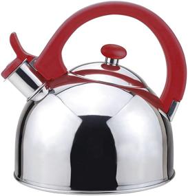 img 1 attached to 🔴 Stylish Magefesa 2.1-Quart Acacia Stainless Steel Tea Kettle in Striking Red