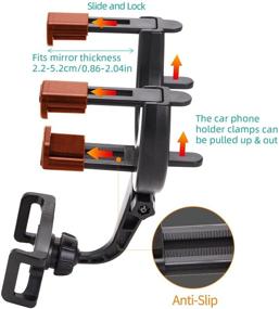 img 1 attached to 📱 Ombsyej Rear View Mirror Phone Mount - Universal Car Phone Holder for Rearview Mirror, Compatible with iPhone 12 Pro, Galaxy S21, and All Smartphones - Convenient Automobile Cradle for Easy Access