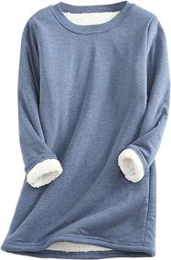 img 4 attached to 🧥 Flygo Women's Girls Winter Warm Fleece Pullovers Sherpa Lined Crewneck Sweatshirt Tops Thermal Base Layer