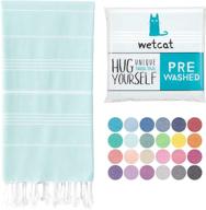 🏖️ wetcat turkish beach towel - prewashed 100% cotton, quick dry oversized towel with lively aqua colors - perfect for travel logo
