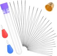 🧵 25-piece beading needles set | extra fine thin big eye needles for beadwork and embroidery | long straight hand sewing needles with threader and thimble | ideal for jewelry making logo