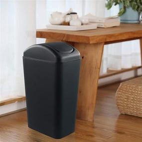 img 2 attached to 🗑️ Hespapa 14L Gray Swing Lid Slim Trash Can – Perfect for Narrow Spaces – Garbage Bin