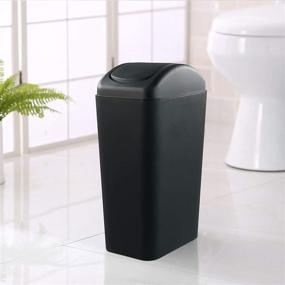 img 1 attached to 🗑️ Hespapa 14L Gray Swing Lid Slim Trash Can – Perfect for Narrow Spaces – Garbage Bin