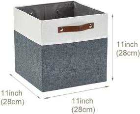 img 3 attached to 📦 DECOMOMO Foldable Storage Bins [4-Pack] - Sturdy Cationic Fabric Organizers for Shelf Nursery - Slate Grey & White, 11 x 11 x 11