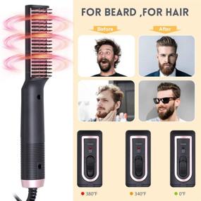 img 3 attached to 🔥 FrRasun Beard Straightening Comb: Anti-Scald 3 in 1 Hair Straightener for Men, Perfect for Travel