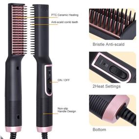 img 1 attached to 🔥 FrRasun Beard Straightening Comb: Anti-Scald 3 in 1 Hair Straightener for Men, Perfect for Travel