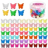 funtopia butterfly hair clips: 72pcs cute non slip mini plastic jaw clips with box package - ideal for girls and women, 18 assorted colors logo