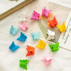 img 1 attached to Funtopia Butterfly Hair Clips: 72Pcs Cute Non Slip Mini Plastic Jaw Clips with Box Package - Ideal for Girls and Women, 18 Assorted Colors