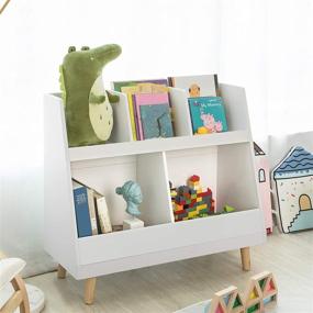 img 3 attached to 📚 Haotian KMB19-W: Ultimate White Kids Bookcase and Storage Display for Organizing Books and Toys