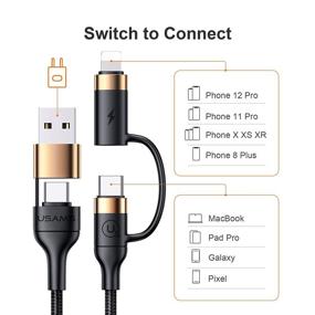 img 3 attached to ⚡️ Быстрый зарядной USB C-кабель 4 в 1 - MJEMS PD 60W Нейлоновый оплетенный шнур, 3A USB/C к Type C/Адаптер для телефона для ноутбука/планшета/телефона (4 фута)