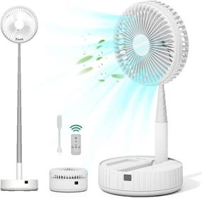 img 4 attached to 🌬️ Eleventree 2021 Portable Rechargeable Table Fan with Remote Control - 8-inch, Foldaway, Oscillating, LED Light - 4 Speeds, USB Powered - Quiet Desk Fan for Home, Office, Bedroom, Travel, Camping, Hiking - White