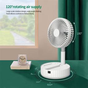 img 3 attached to 🌬️ Eleventree 2021 Portable Rechargeable Table Fan with Remote Control - 8-inch, Foldaway, Oscillating, LED Light - 4 Speeds, USB Powered - Quiet Desk Fan for Home, Office, Bedroom, Travel, Camping, Hiking - White