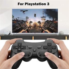 img 3 attached to 🎮 PS3 Wireless Controller with Dual Vibration, Gamepad Compatible for Playstation 3, Includes Charger Cable and Thumb Grips - Black (2 Pack)