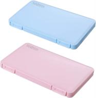 2pcs bl&amp;pk foldable mask storage box - sanjinfon portable plastic case holder organizer 📦 for disposable/reusable face masks - dust-proof, moisture-proof with lids, suitable for various masks and cards логотип