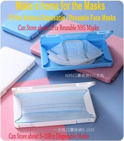 img 3 attached to 2PCS BL&amp;PK Foldable Mask Storage Box - SANJINFON Portable Plastic Case Holder Organizer 📦 for Disposable/Reusable Face Masks - Dust-proof, Moisture-proof with Lids, Suitable for Various Masks and Cards