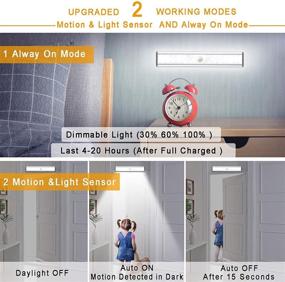 img 3 attached to Super Bright LED Closet Light: Dimmable Motion Sensor Lights - Rechargeable Under Cabinet Light for Kitchen/Stairs/Wardrobe/Hallway (3 Pack)