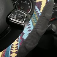 🚗 руль boho shakar - коврик baja из ткани пледа, терапевтическая массажная ручка, дышащий и анти-скользящий, впитывающий пот, универсальный размер 15 дюймов, синий (богемный дизайн) логотип