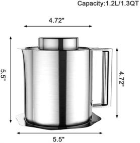 img 3 attached to 🍲 1.2L/1.3Quart Stainless Steel Grease Strainer and Container for Kitchen with Fine Mesh Strainer - Includes Bonus Cleaning Cloth