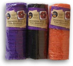 img 2 attached to 🎨 Vibrant 3-Pack Decorative Mesh - Black, Purple, and Orange with Metallic Strands - 6 in. x 5 yds Each: Ideal for Crafters
