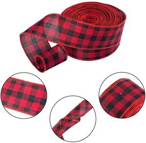 img 3 attached to Versatile 49 FT Red Plaid Ribbon for Stylish Christmas Decoration & Gift Wrapping - Miracliy Red and Black Buffalo Checkered Ribbon with Wired Edge Burlap (2 Inch x 16 Yards)