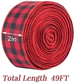 img 2 attached to Versatile 49 FT Red Plaid Ribbon for Stylish Christmas Decoration & Gift Wrapping - Miracliy Red and Black Buffalo Checkered Ribbon with Wired Edge Burlap (2 Inch x 16 Yards)
