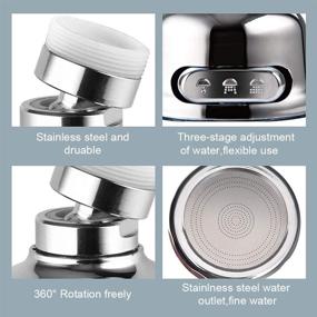 img 3 attached to 🚿 360° Rotatable Movable Tap Kitchen Faucet Aerator Head - Anti-Splash Tap Booster Shower and Water Saving Faucet for Kitchen, Three Modes: Pulse, Shower + Pulse, Shower