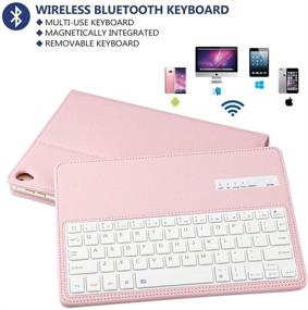 img 1 attached to 🌹 Rose Gold iPad Keyboard Case - 9.7 inch iPad 6th Gen 2018, 5th Gen 2017/ iPad Pro 9.7 - Premium Leather Stand, Detachable Magnetic Smart Cover, Auto Sleep/Wake - Wireless Bluetooth Keyboard for iPad Air 2 & 1