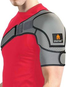 img 4 attached to 👕 Sparthos Shoulder Brace XXL - Ultimate Support & Compression Sleeve for Torn Rotator Cuff, AC Joint Pain Relief - Arm Immobilizer Wrap, Ice Pack Pocket, Stability Strap - Suitable for Men and Women