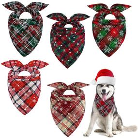 img 4 attached to 🐾 Ruisita 6 Pack Buffalo Plaid Christmas Dog Bandanas – Triangle Pet Bibs Kerchief Accessories for Small Medium Large Dogs and Cats